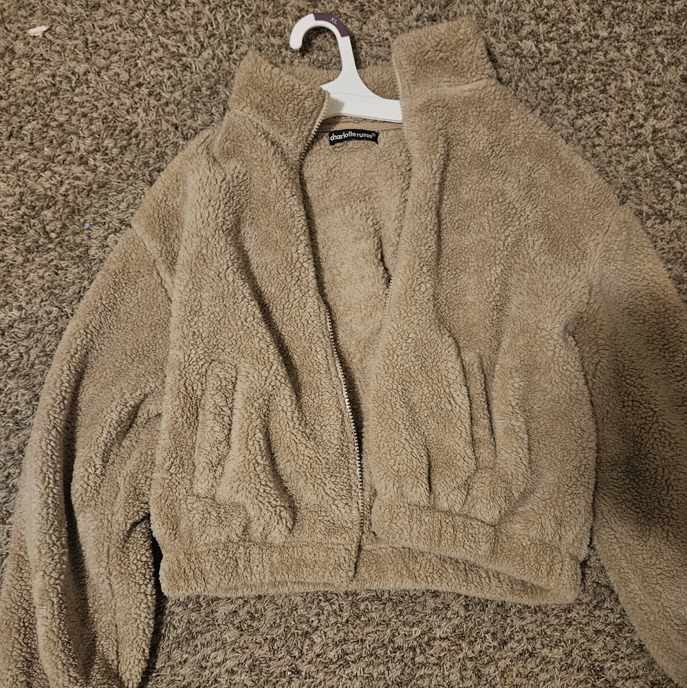Brown fuzzy charlotte Russe zip up